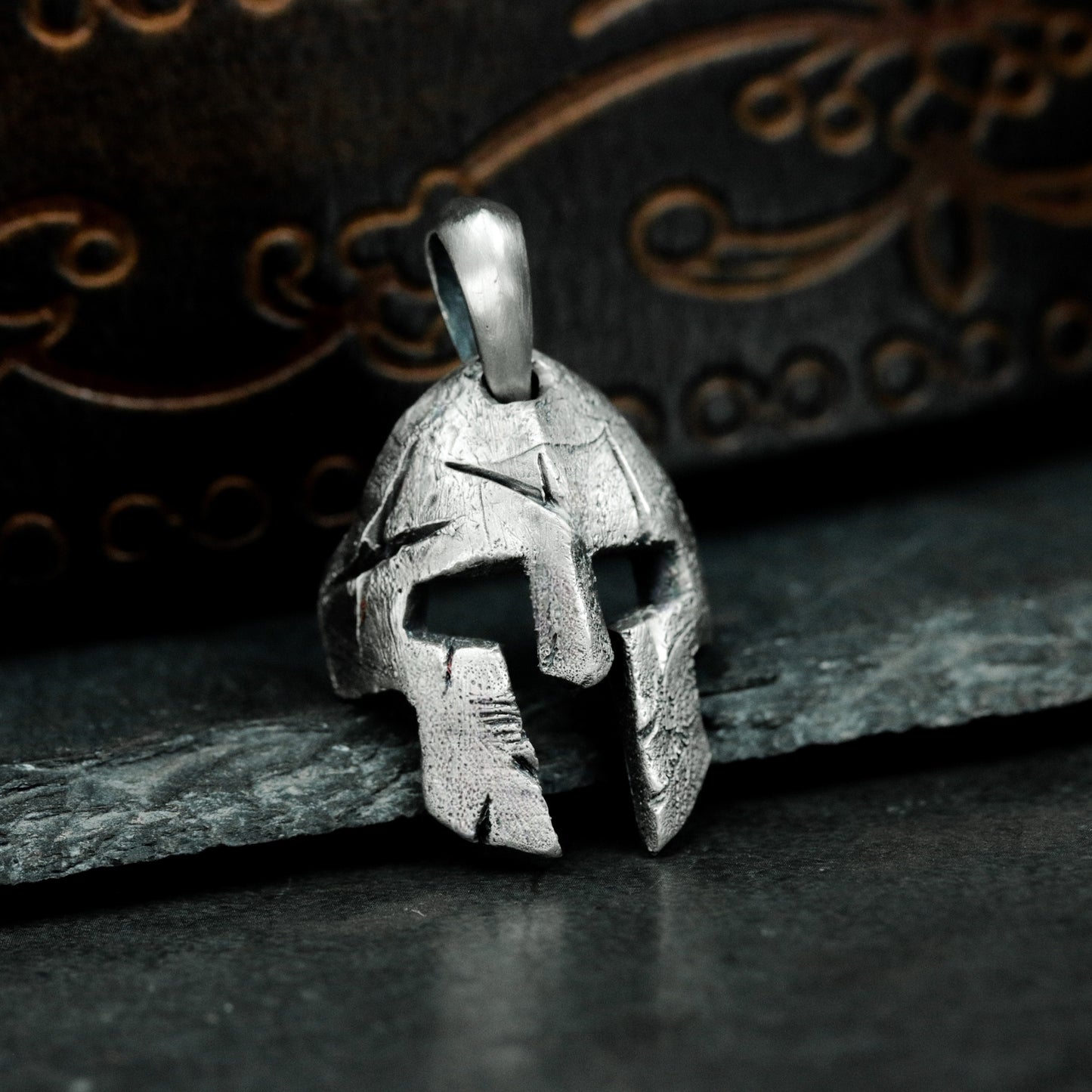 Spartan Helmet Pendant ¨C Handmade 925 Silver Warrior Mask Necklace