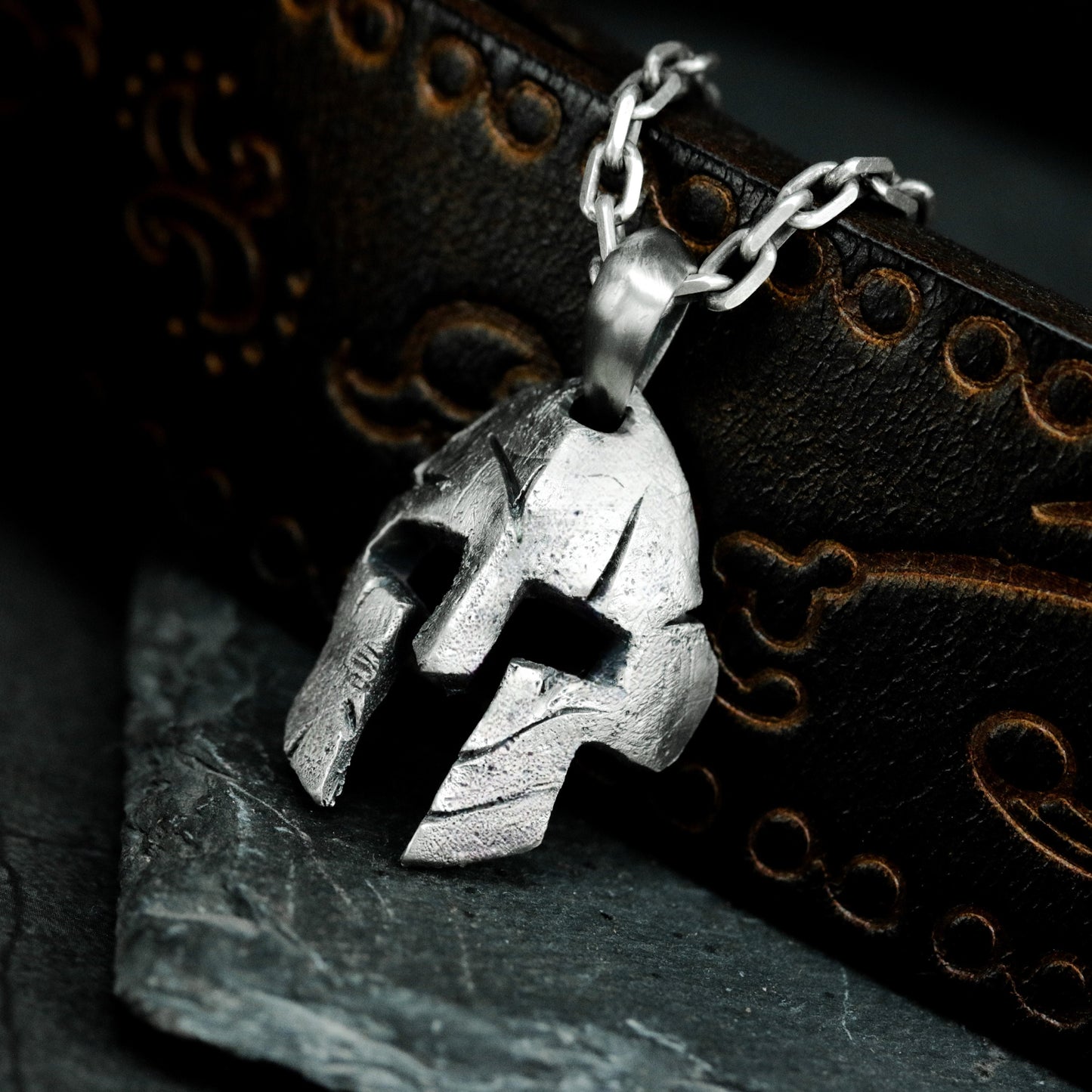 Spartan Helmet Pendant ¨C Handmade 925 Silver Warrior Mask Necklace