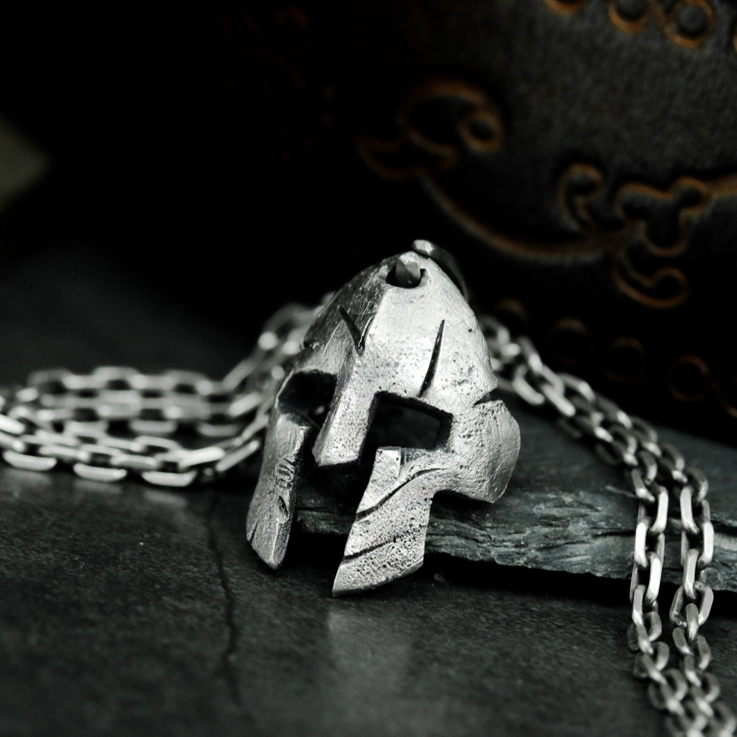 Spartan Helmet Pendant ¨C Handmade 925 Silver Warrior Mask Necklace
