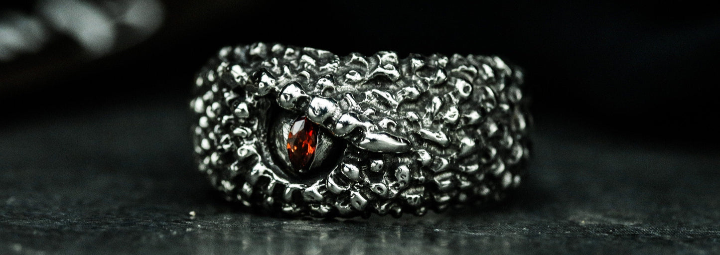 Viper Eye Ruby Ring - 925 Silver Handmade