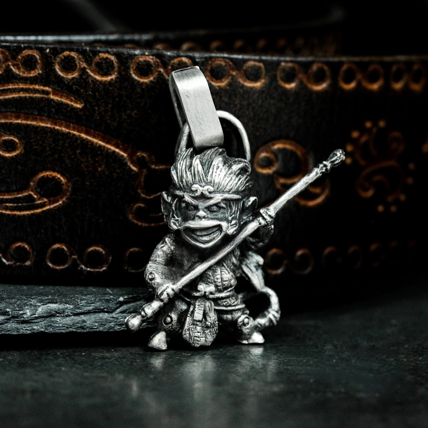 Monkey King Staff Pendant - Silver and Brass Mix - 925 Handmade