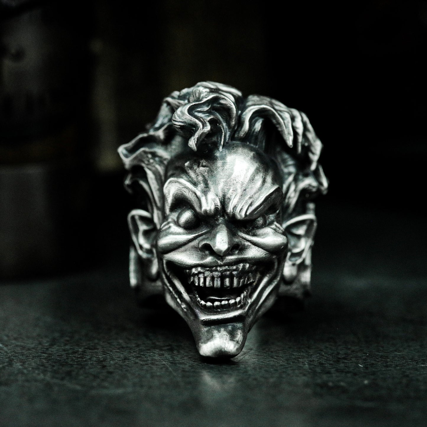 Evil Clown Grin Ring - 925 Sterling Silver Handmade Creepy