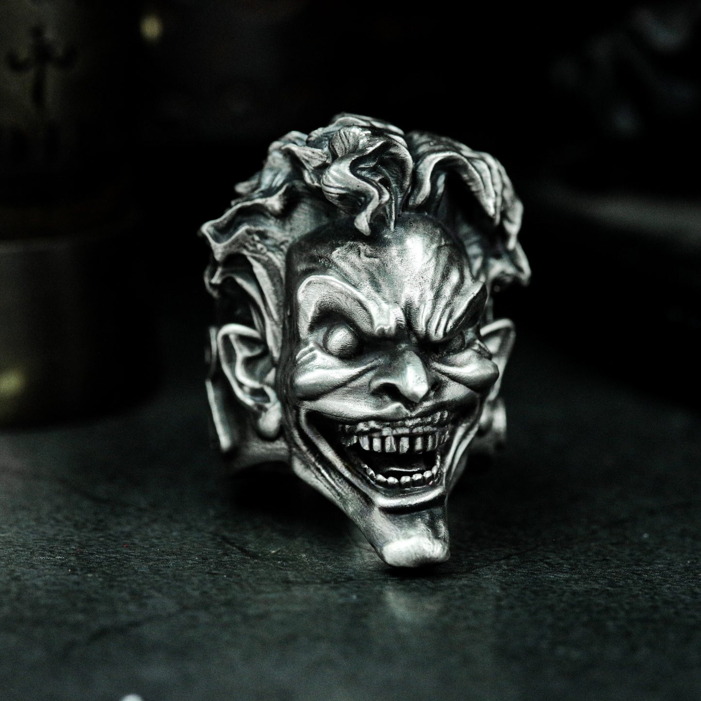 Evil Clown Grin Ring - 925 Sterling Silver Handmade Creepy