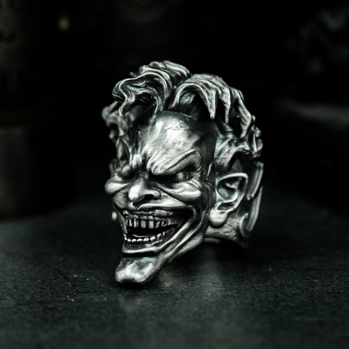 Evil Clown Grin Ring - 925 Sterling Silver Handmade Creepy