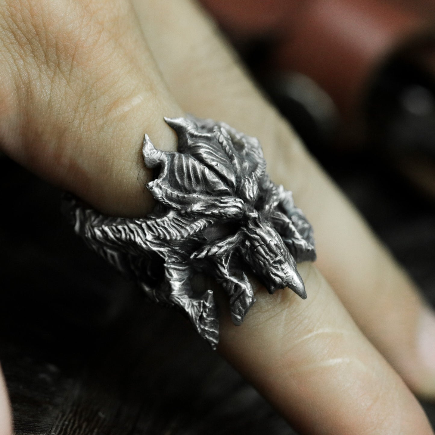 Demonic Dragon Mask Ring ¨C 925 Sterling Silver Handmade