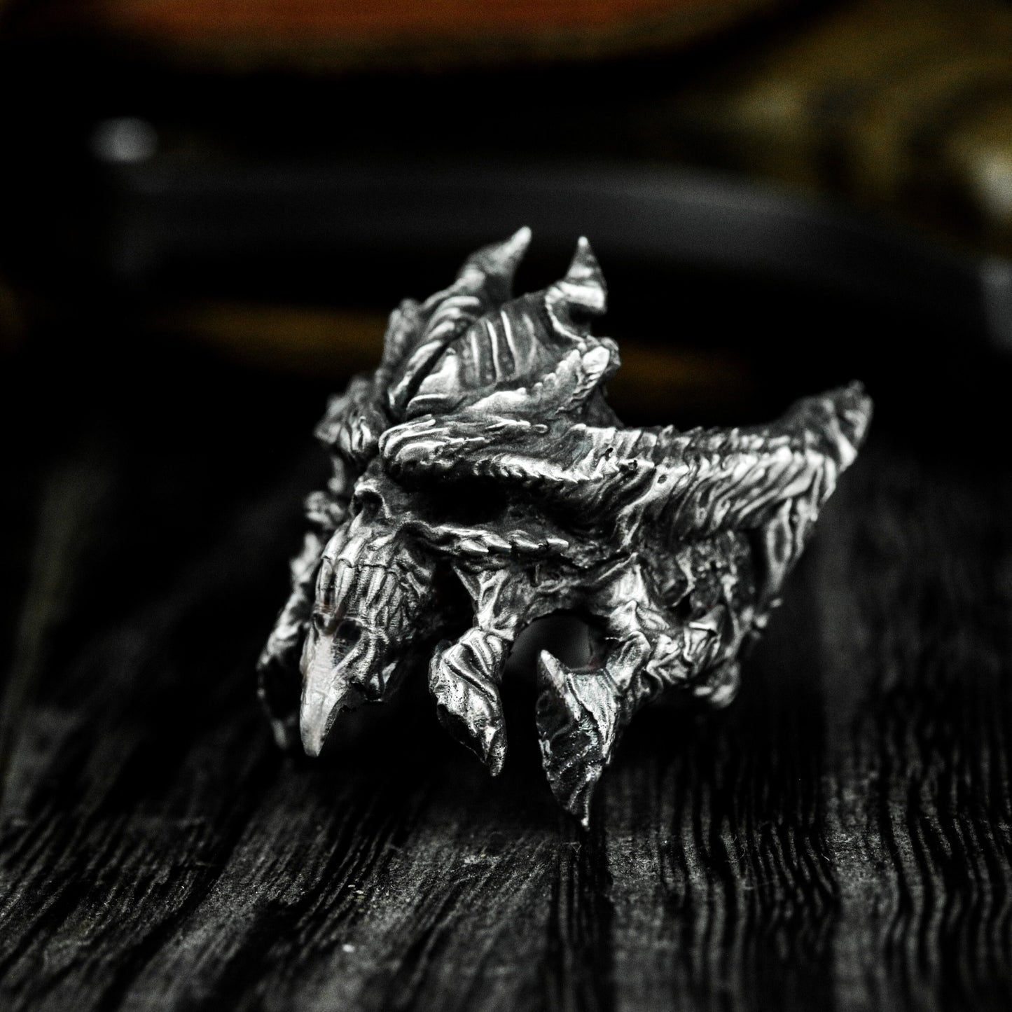 Demonic Dragon Mask Ring ¨C 925 Sterling Silver Handmade