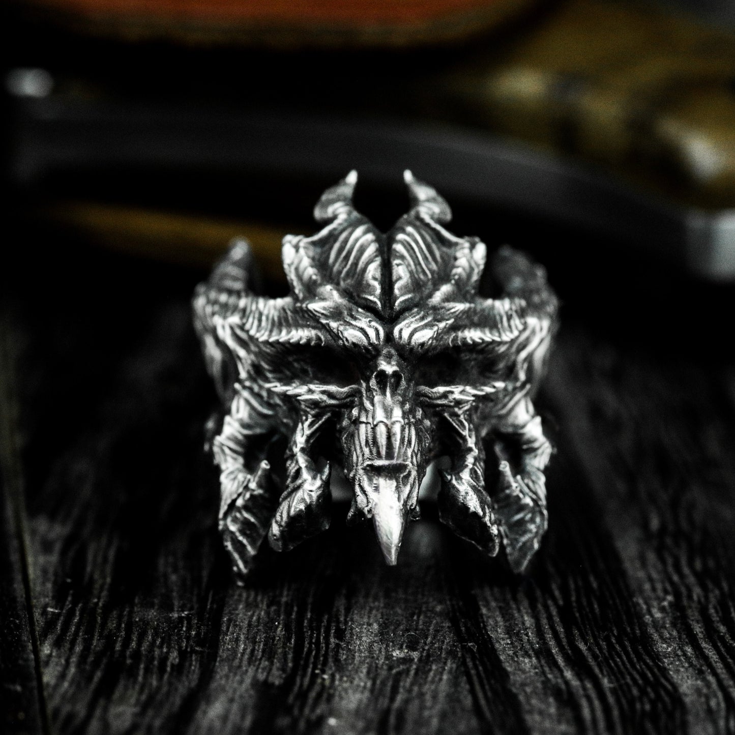 Demonic Dragon Mask Ring ¨C 925 Sterling Silver Handmade