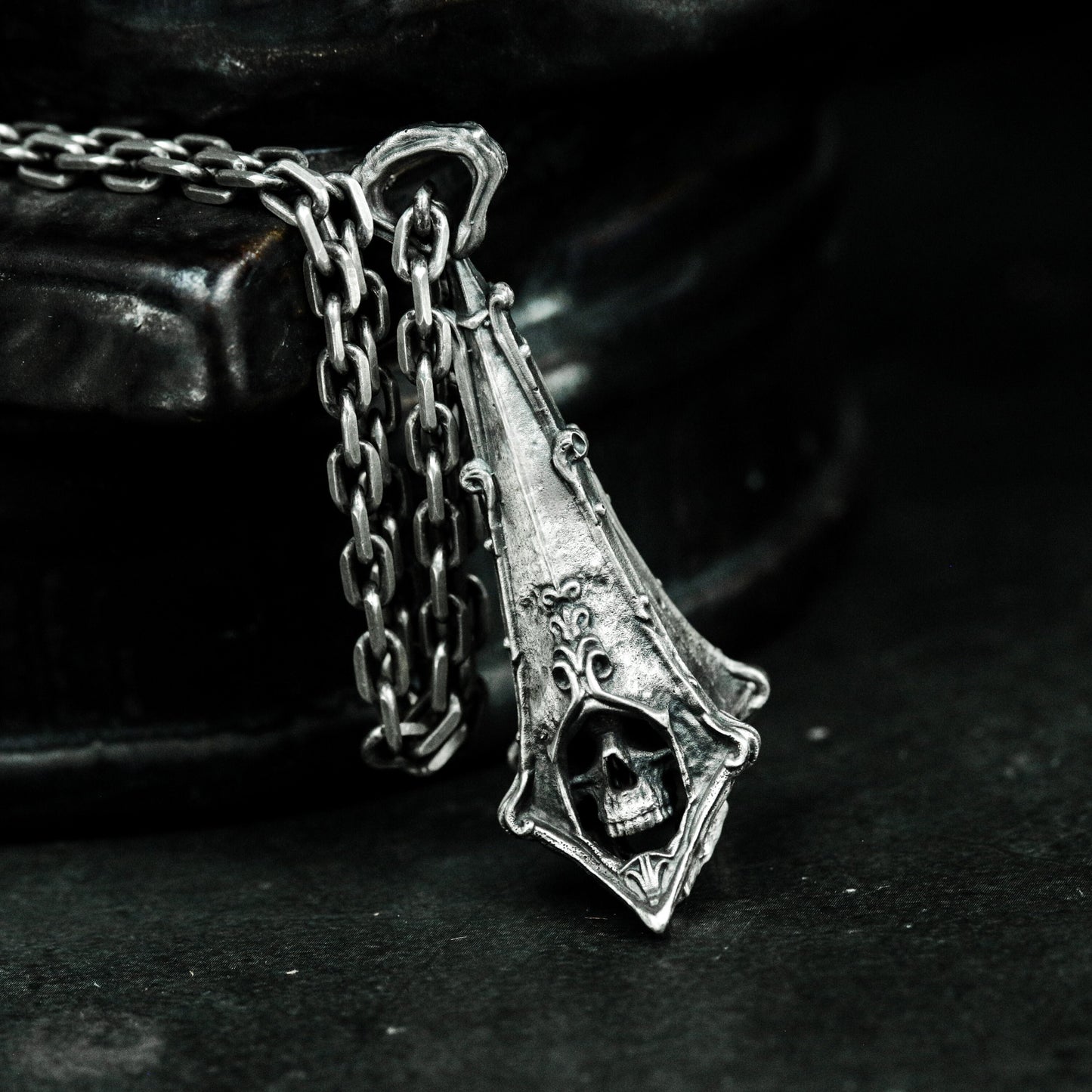 Eiffel Skull Pendant ¨C Handmade 925 Silver Paris Gothic Necklace