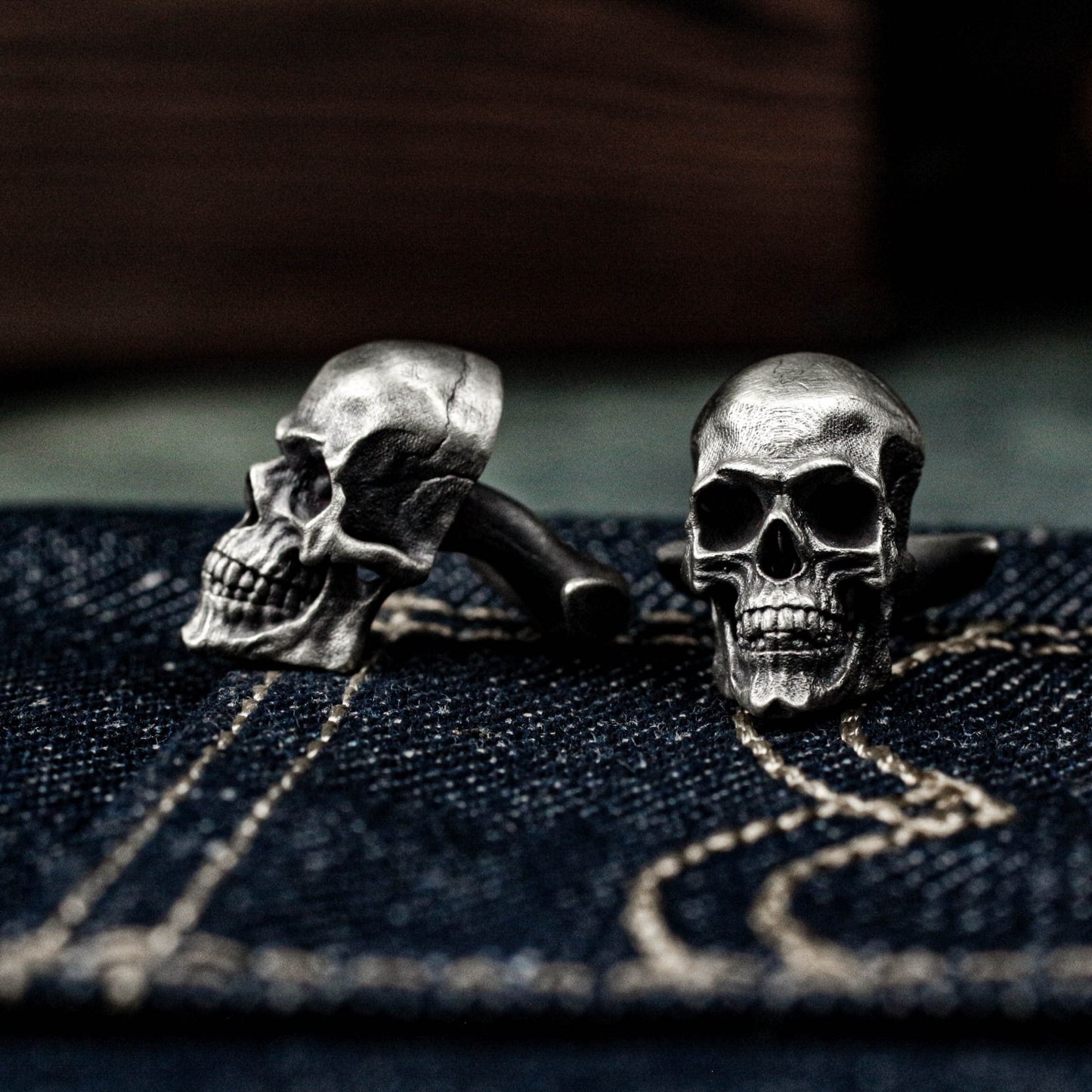 Human Skull Cufflinks - 925 Sterling Silver Handmade