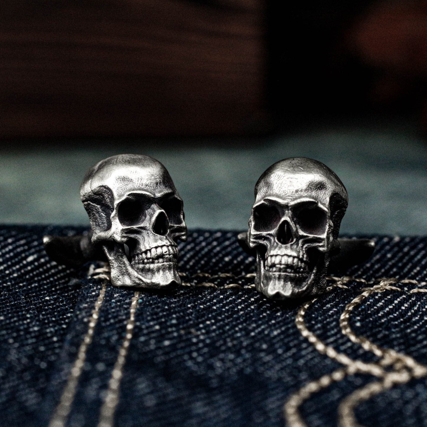 Human Skull Cufflinks - 925 Sterling Silver Handmade