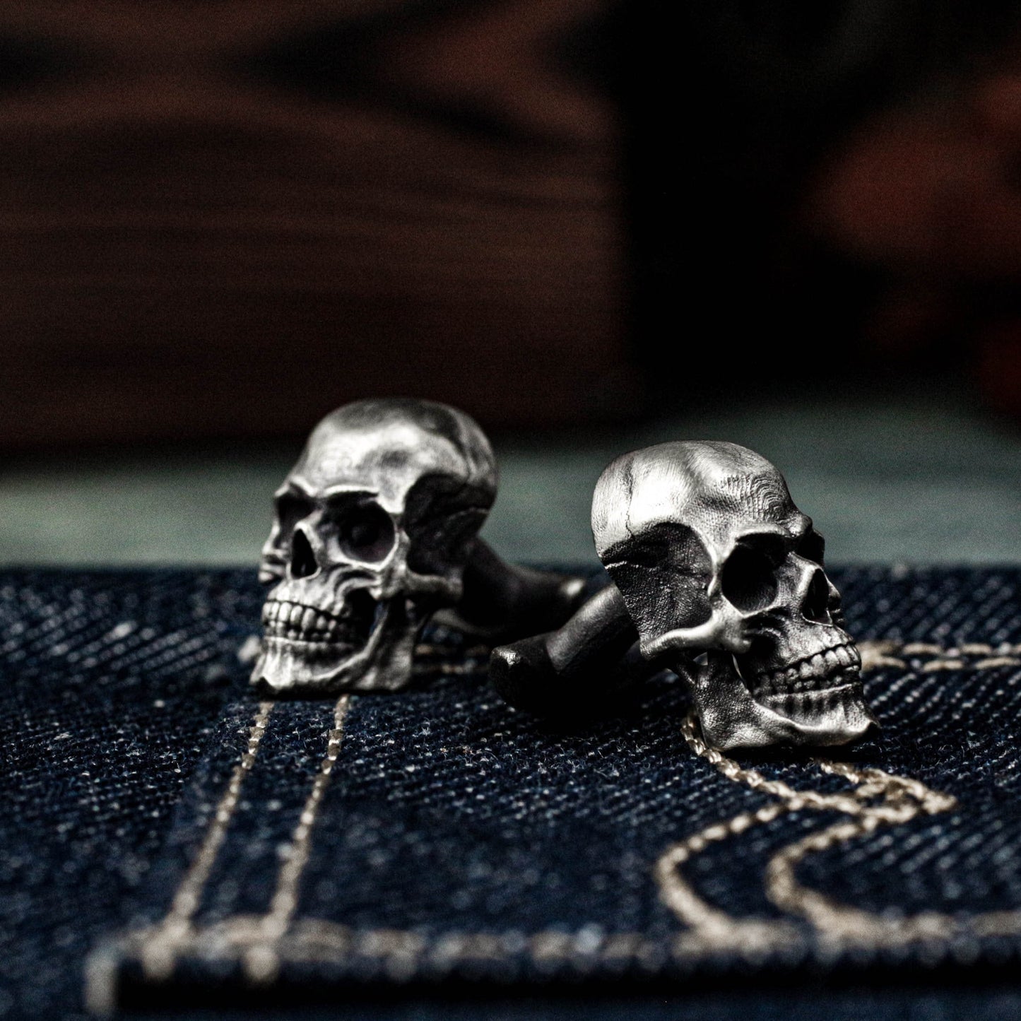 Human Skull Cufflinks - 925 Sterling Silver Handmade