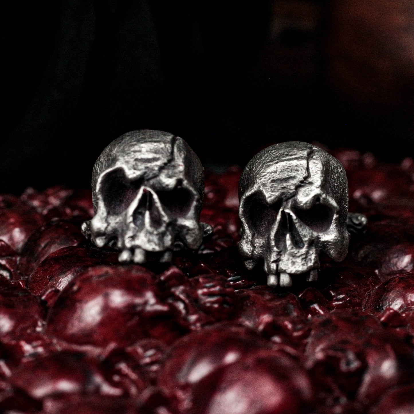 Mutilated Skull Cufflinks - 925 Sterling Silver Handmade