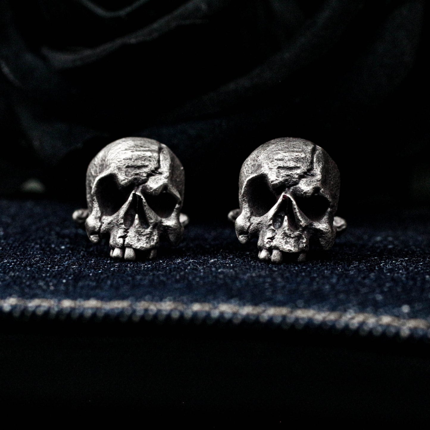 Mutilated Skull Cufflinks - 925 Sterling Silver Handmade