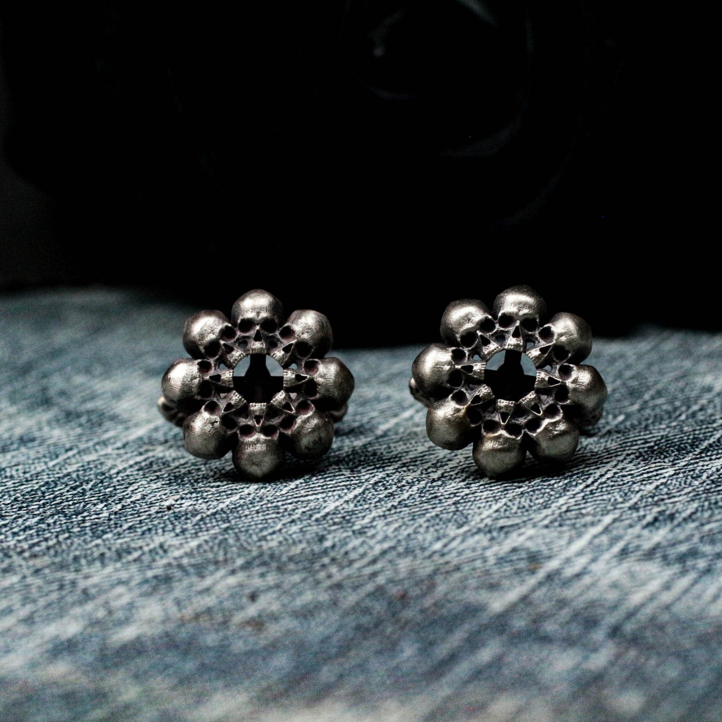Skull Disc Cufflinks - 925 Silver Handmade