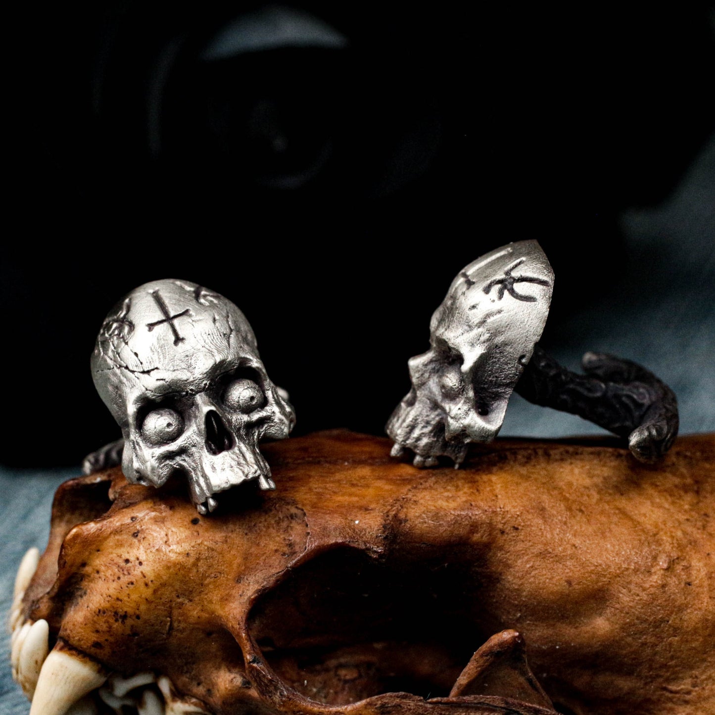 Thriller Big Eyes Skull Cufflinks - 925 Sterling Silver Handmade