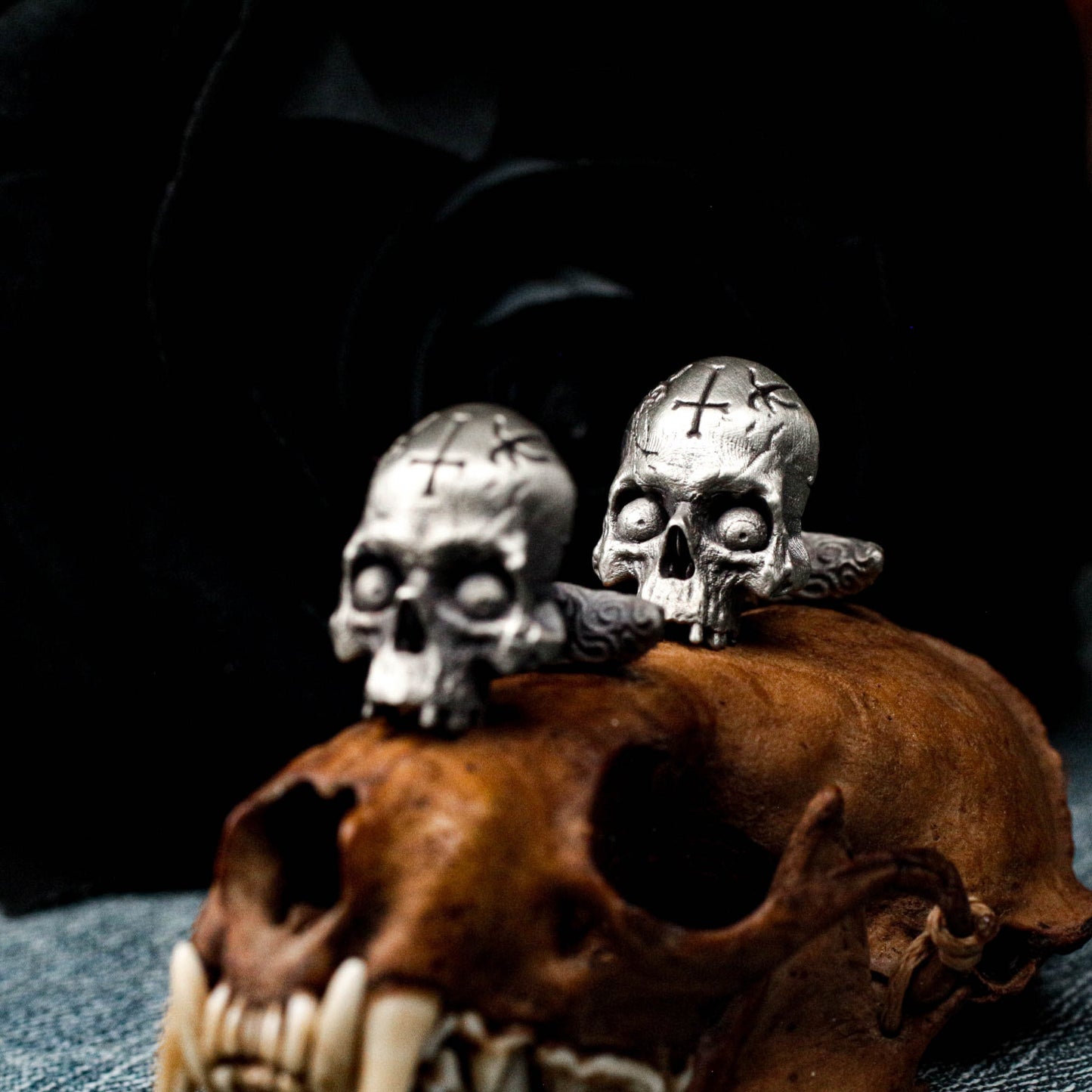 Thriller Big Eyes Skull Cufflinks - 925 Sterling Silver Handmade