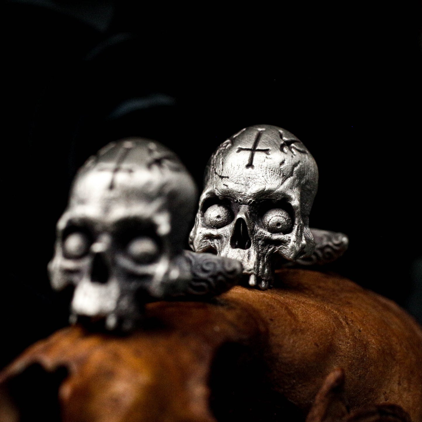 Thriller Big Eyes Skull Cufflinks - 925 Sterling Silver Handmade