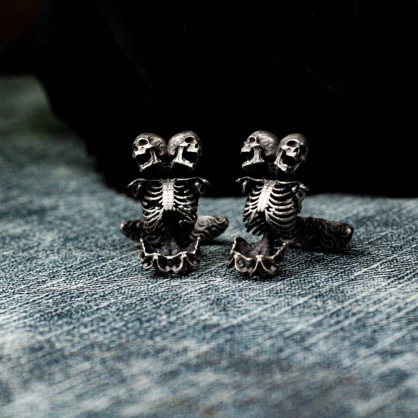 Mutant Double Headed Skull Cufflinks - 925 Silver Handmade