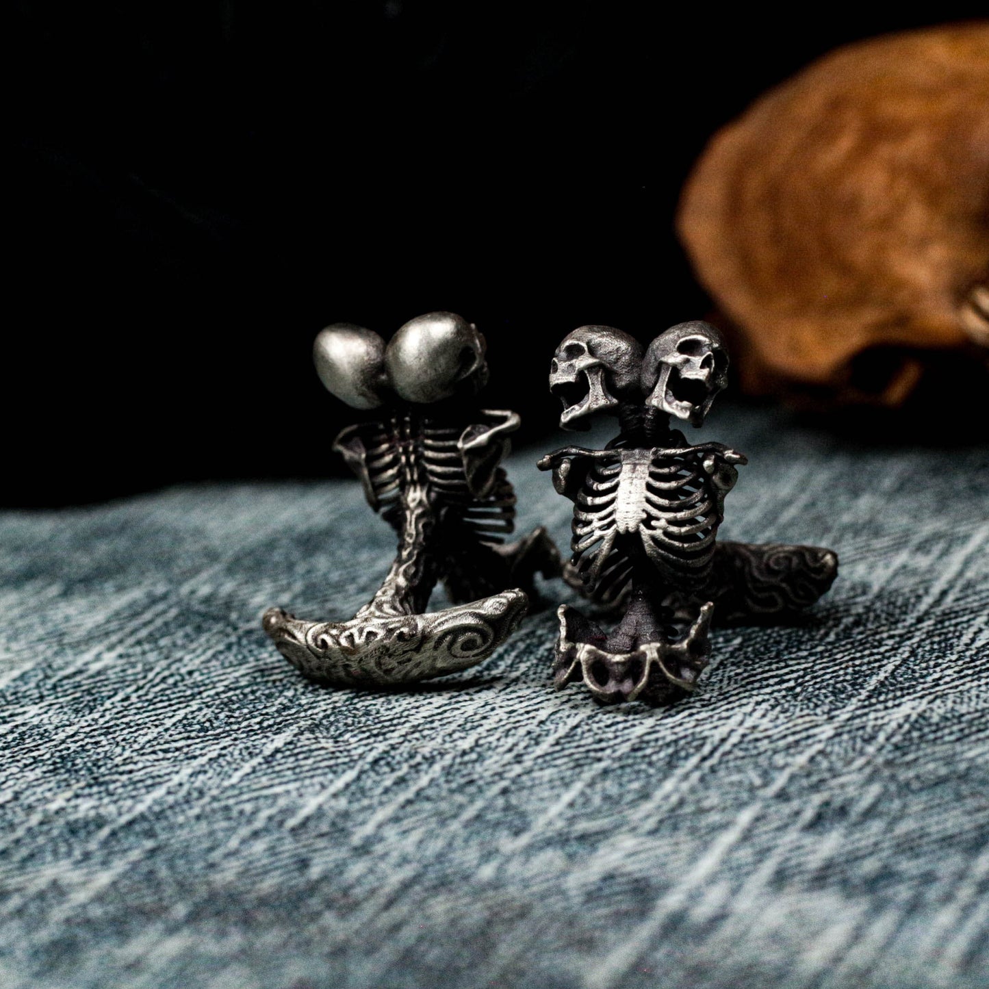 Mutant Double Headed Skull Cufflinks - 925 Silver Handmade