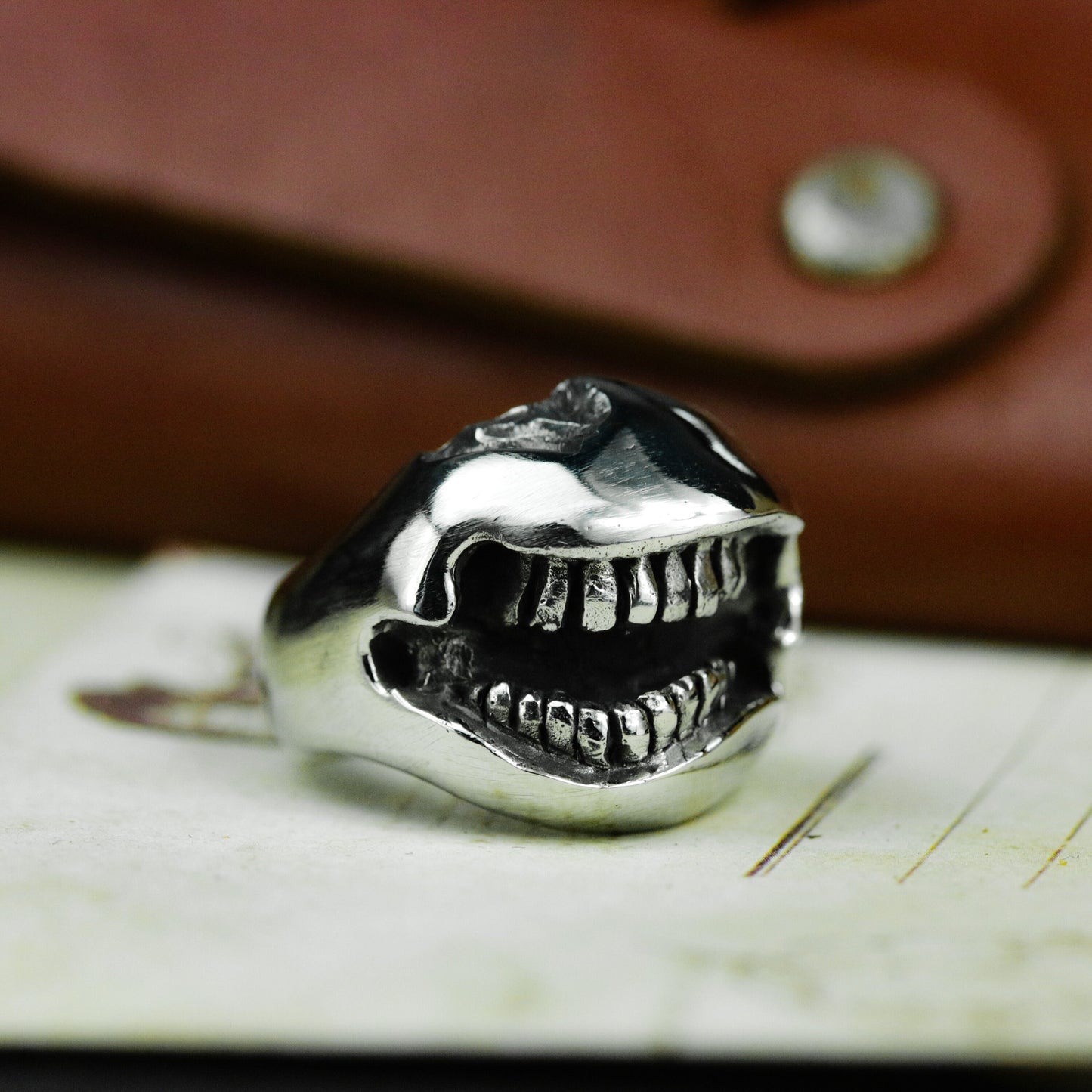 Smiley Face Ring ¨C Handmade 925 Silver Punk Grin Band