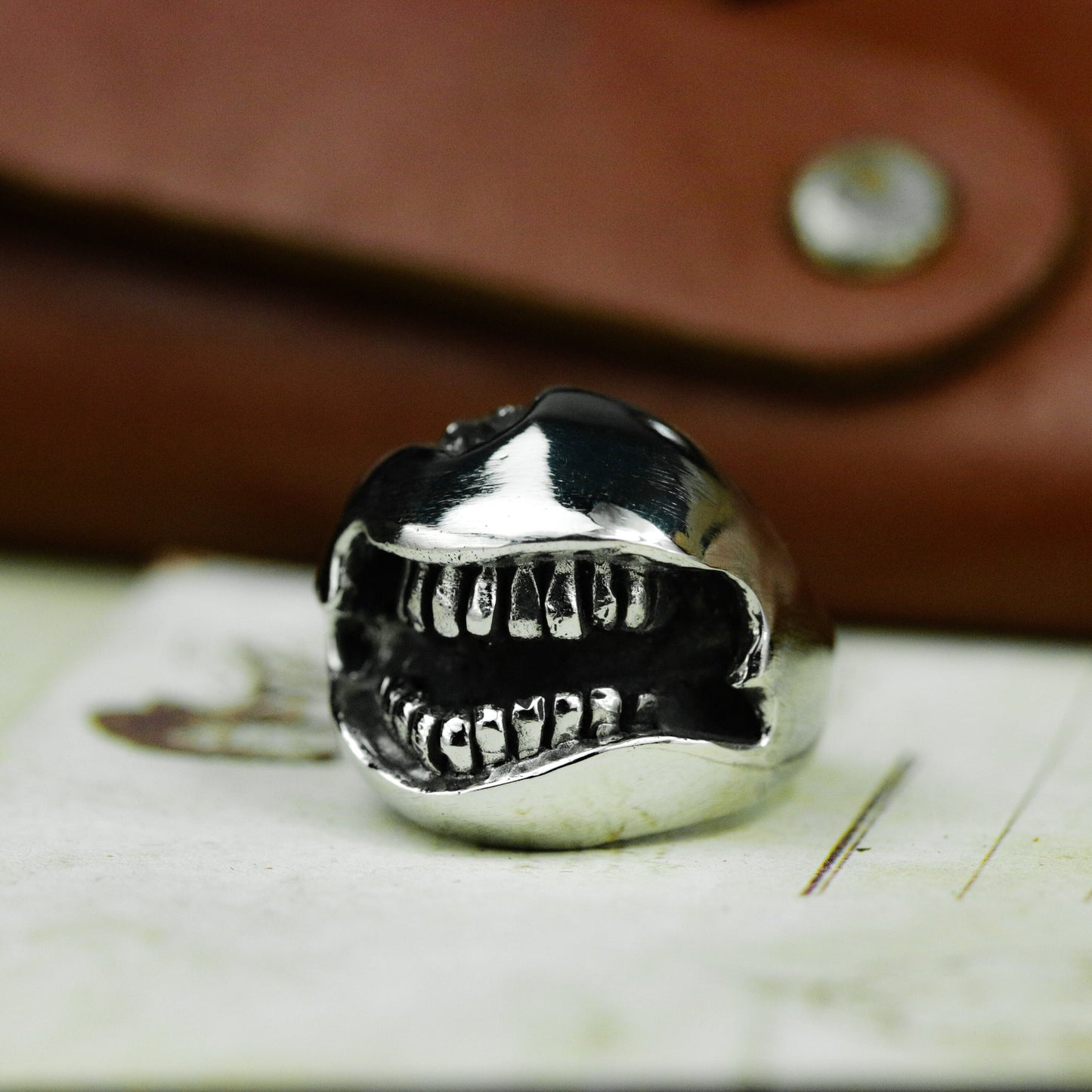 Smiley Face Ring ¨C Handmade 925 Silver Punk Grin Band