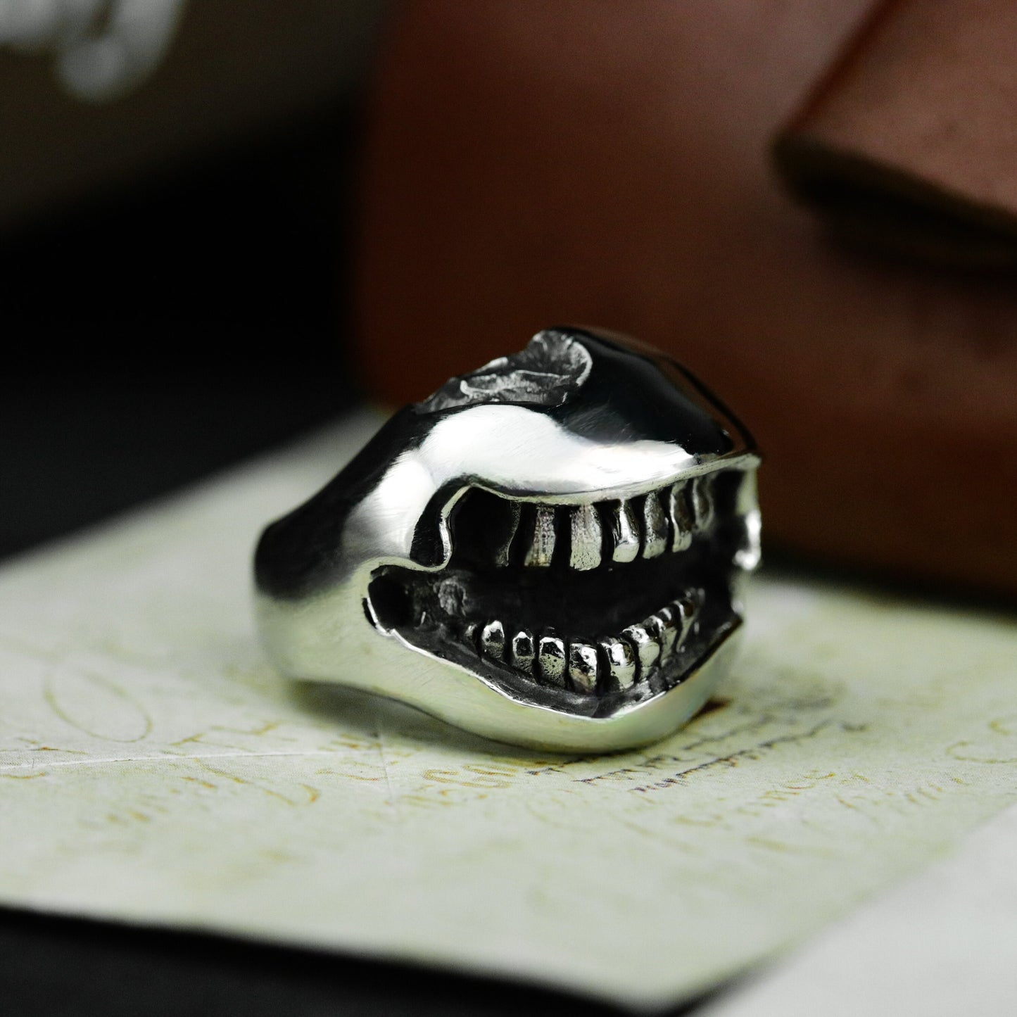 Smiley Face Ring ¨C Handmade 925 Silver Punk Grin Band