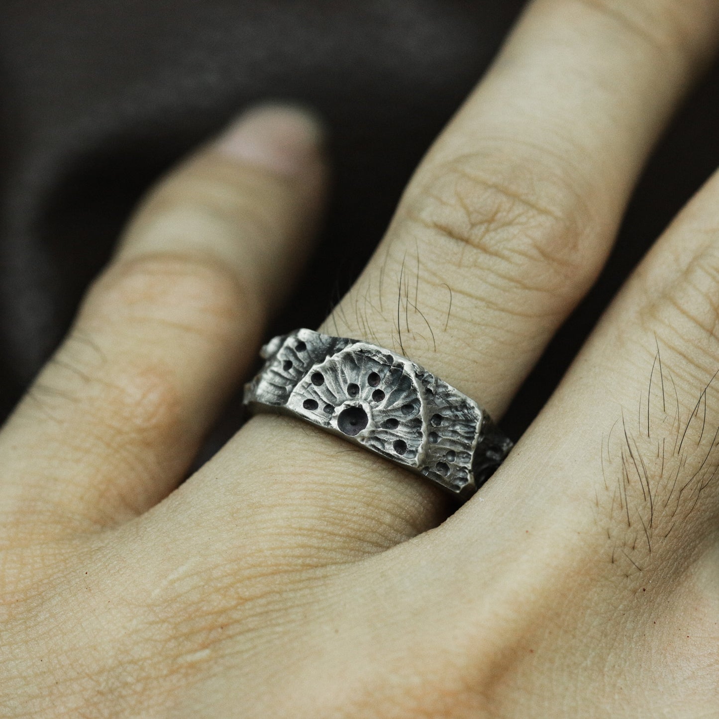 Volcanic Moon Ring - 925 Silver Handmade