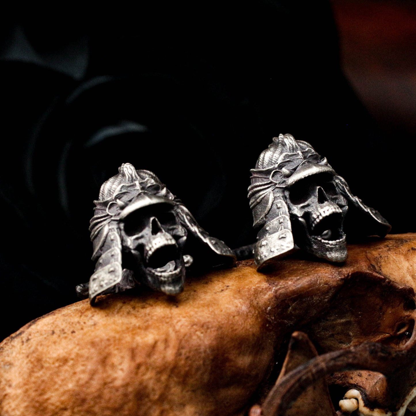 Samurai Skull Cufflinks - 925 Silver Handmade