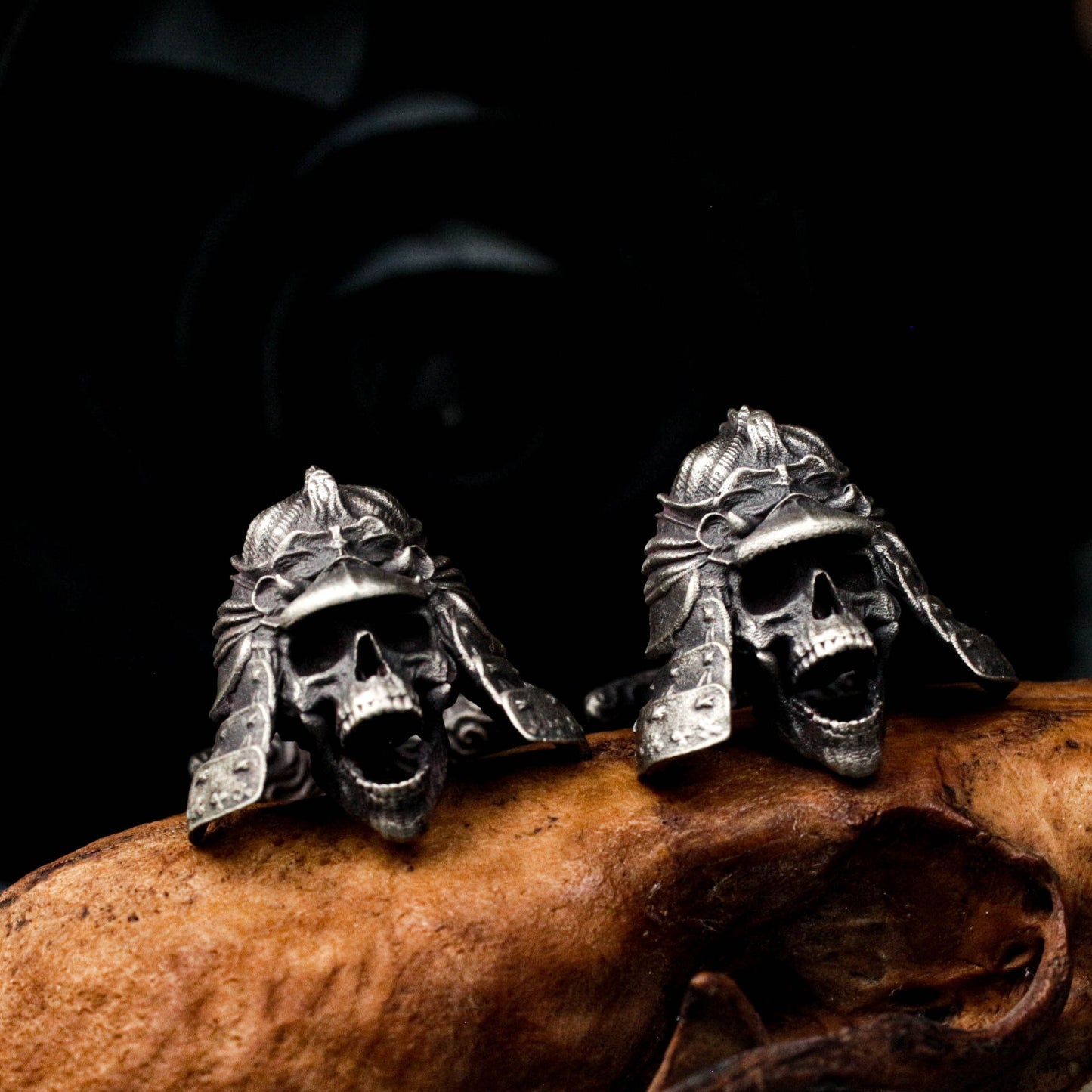 Samurai Skull Cufflinks - 925 Silver Handmade