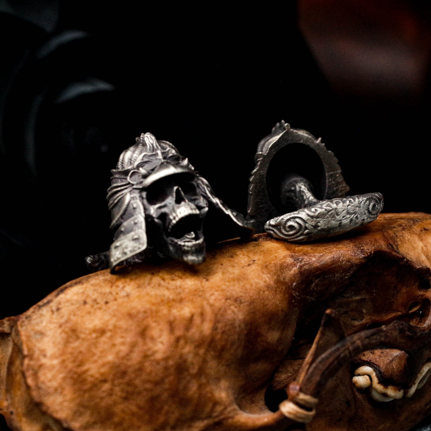 Samurai Skull Cufflinks - 925 Silver Handmade