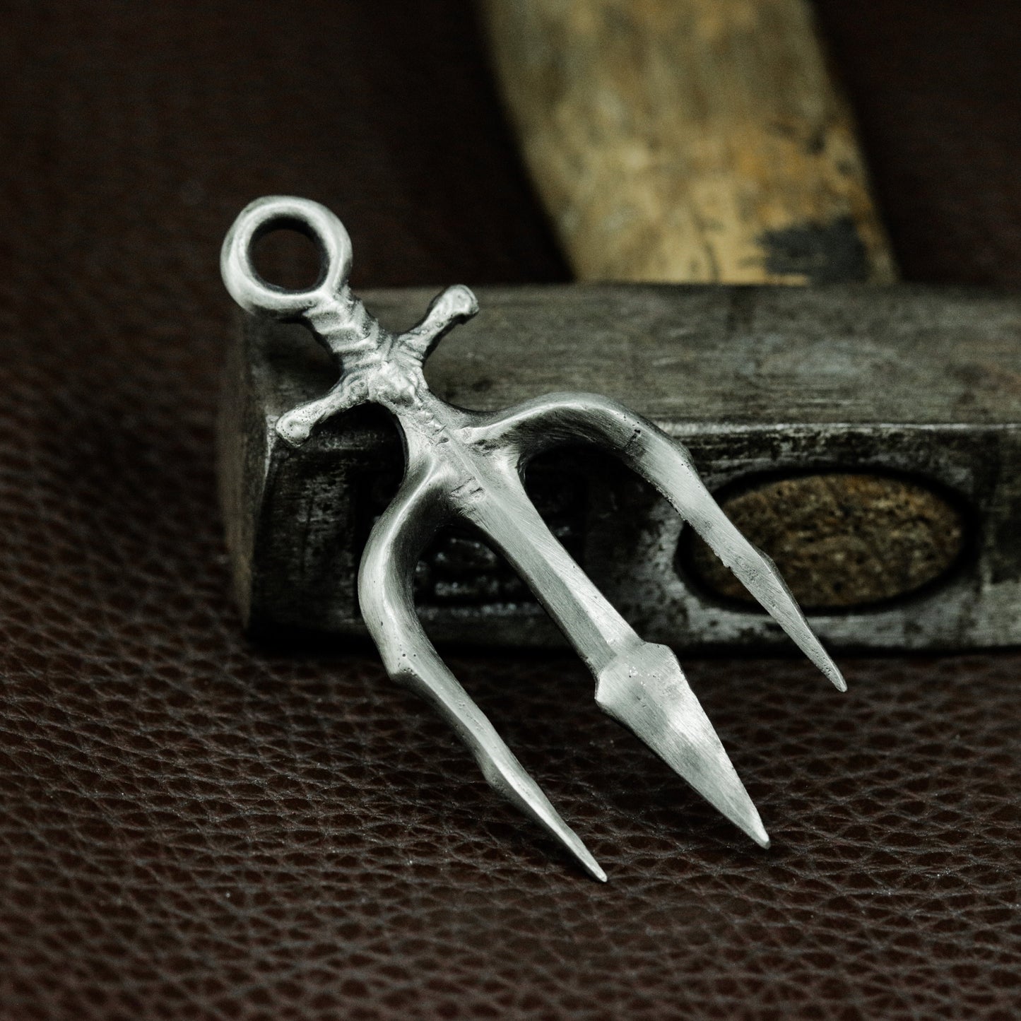 Trident God Weapon Pendant - 925 Silver Handmade