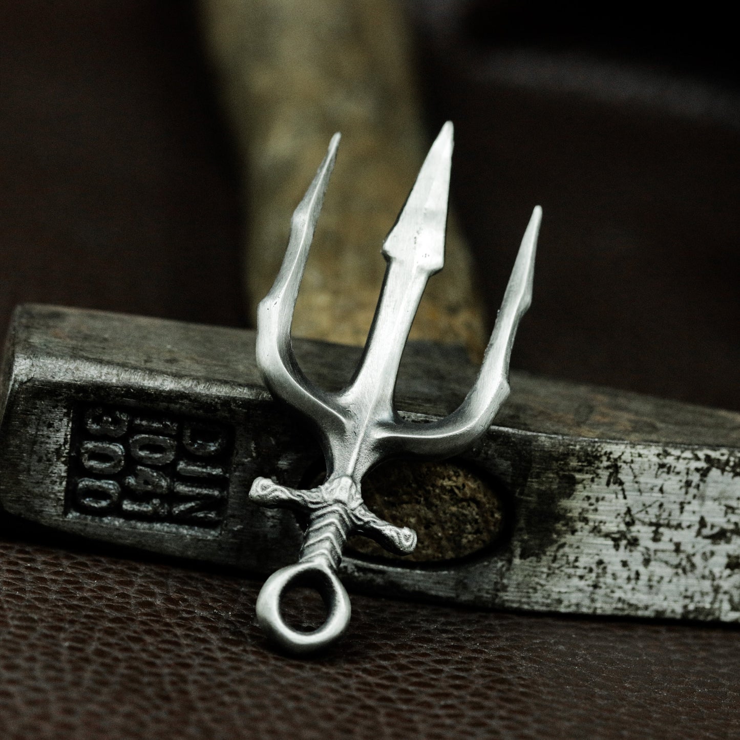 Trident God Weapon Pendant - 925 Silver Handmade
