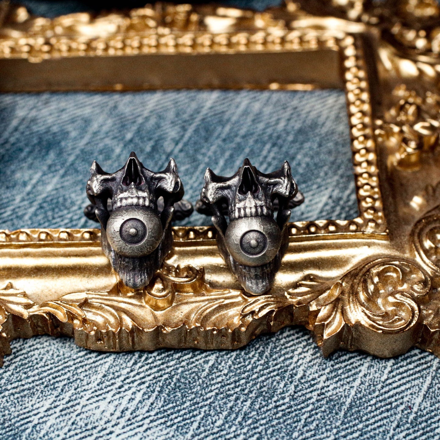 Demon Skull - evil eye Cufflinks - 925 Silver Handmade