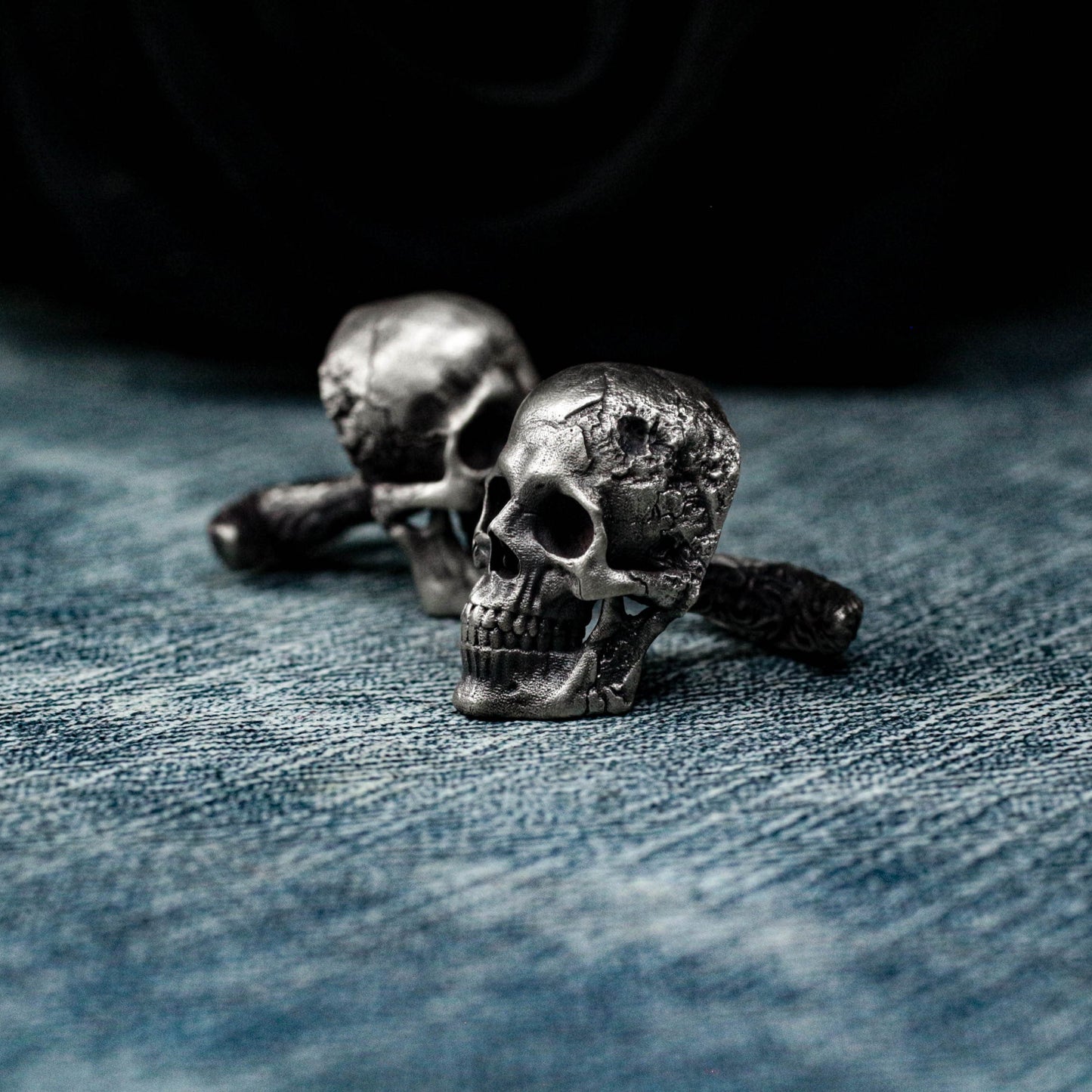 Broken Human Skull Cufflinks - 925 Silver Handmade