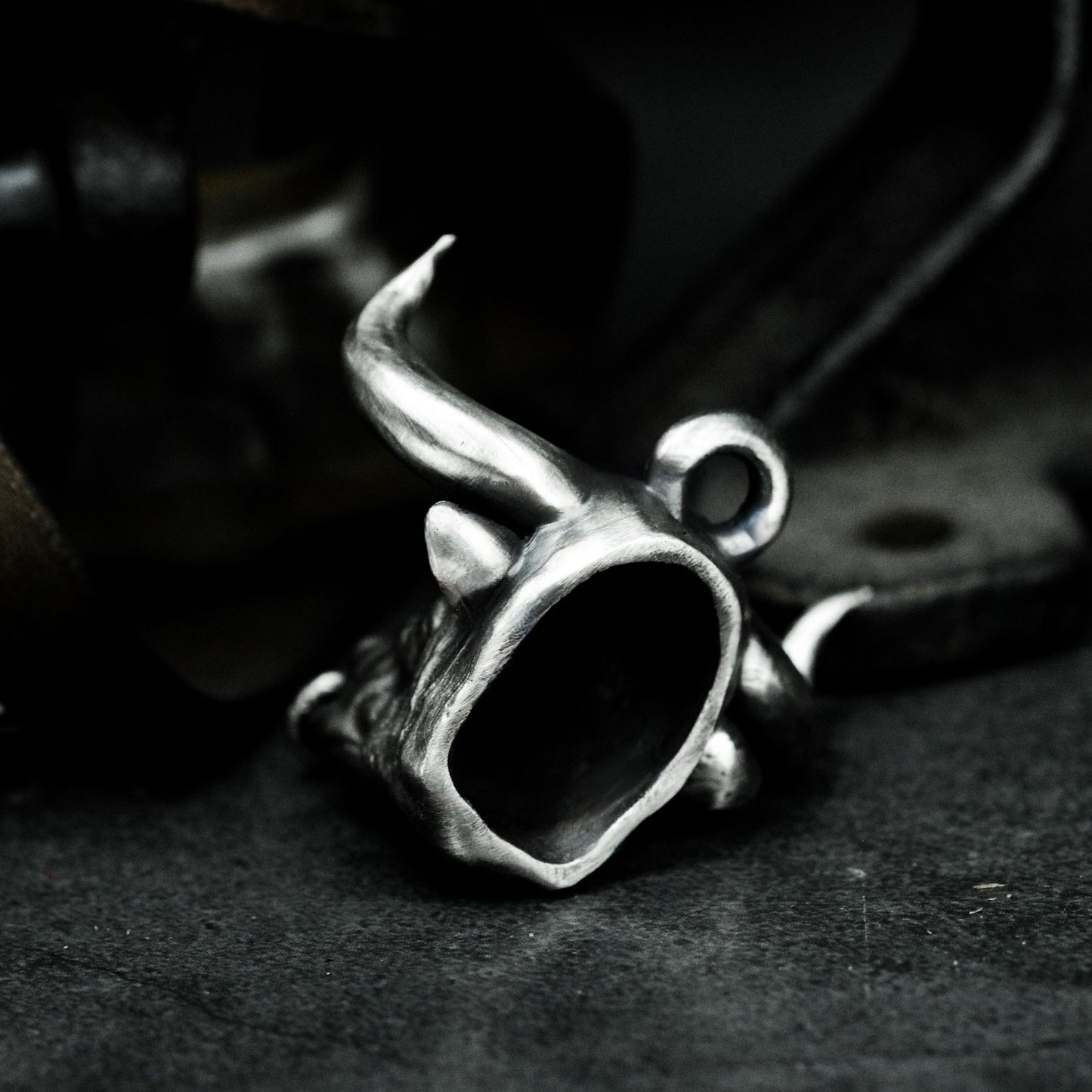 Snarling Bull Pendant - 925 Silver Handmade Wild Rage