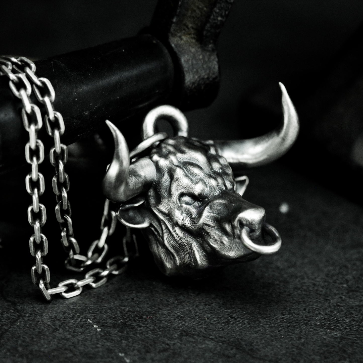 Snarling Bull Pendant - 925 Silver Handmade Wild Rage
