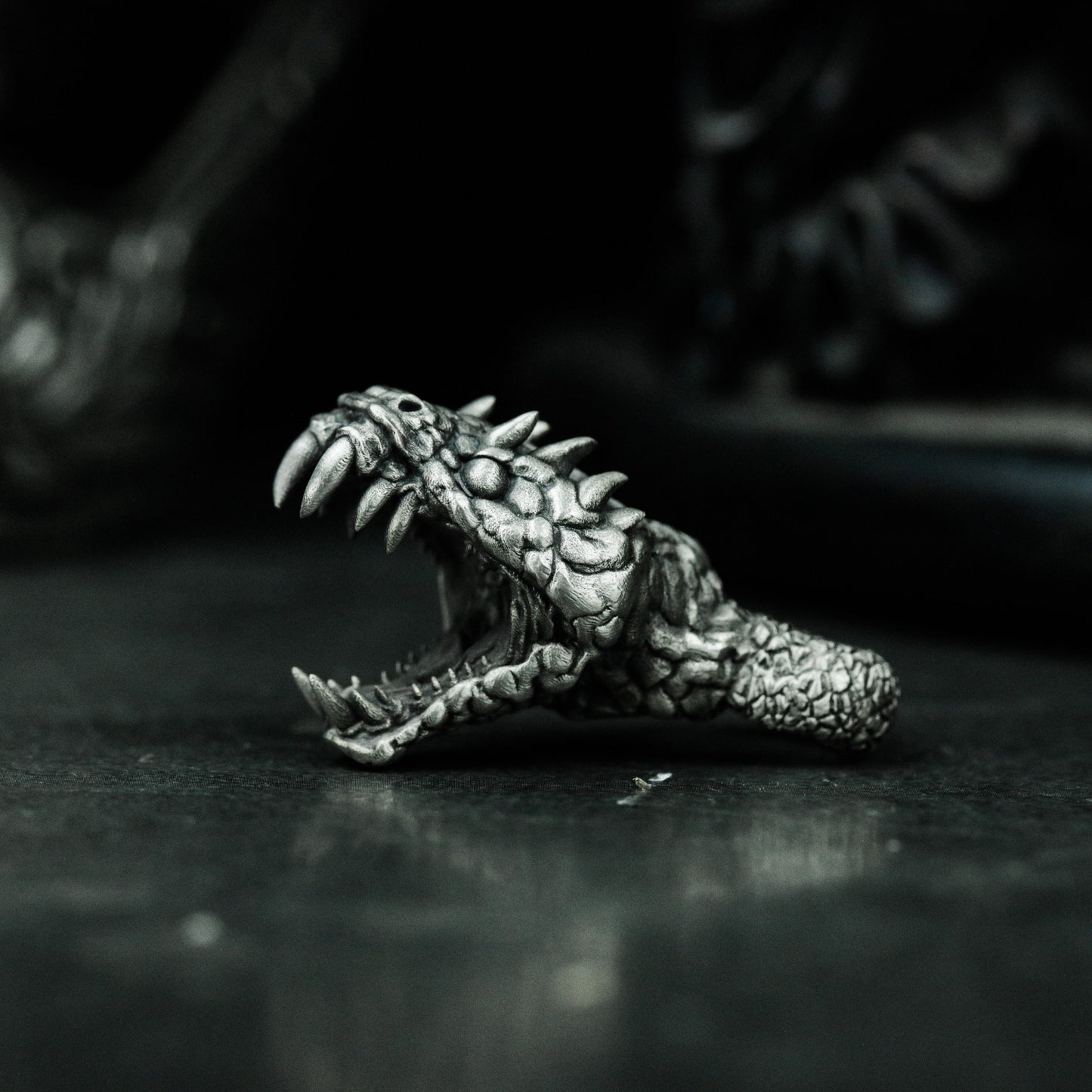 Dragon Jaw Pendant with Open Bite Detail - 925 Sterling Silver Handmade