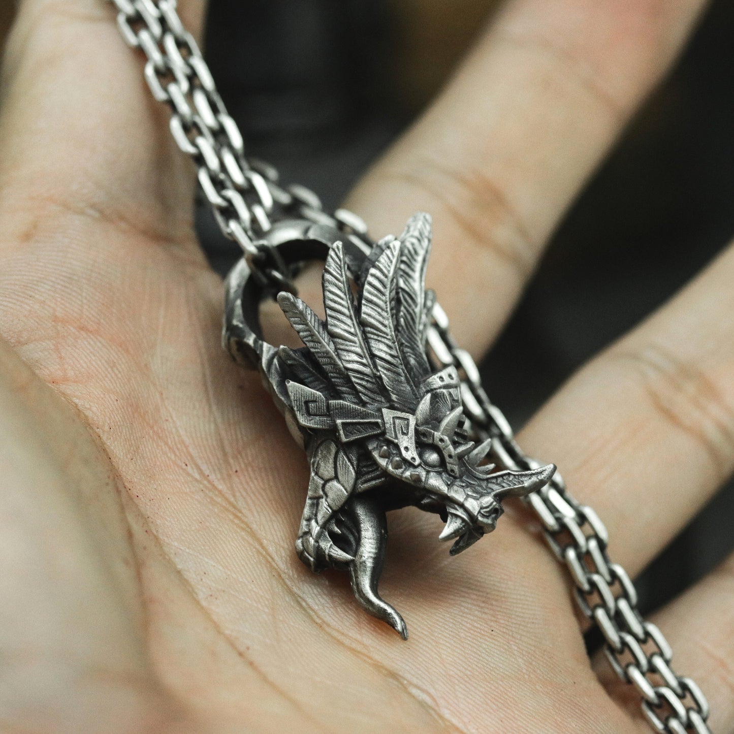 Quetzalcoatl Totem Pendant - 925 Silver Handmade