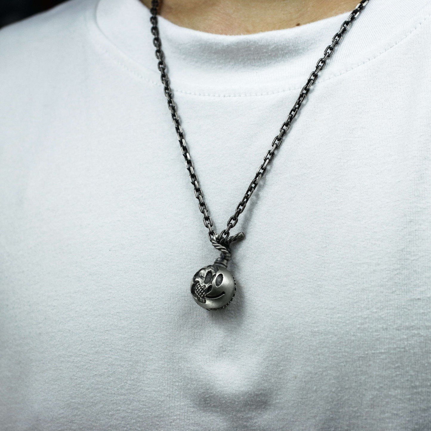 Bomb Skull Pendant ¨C 925 Silver Handmade