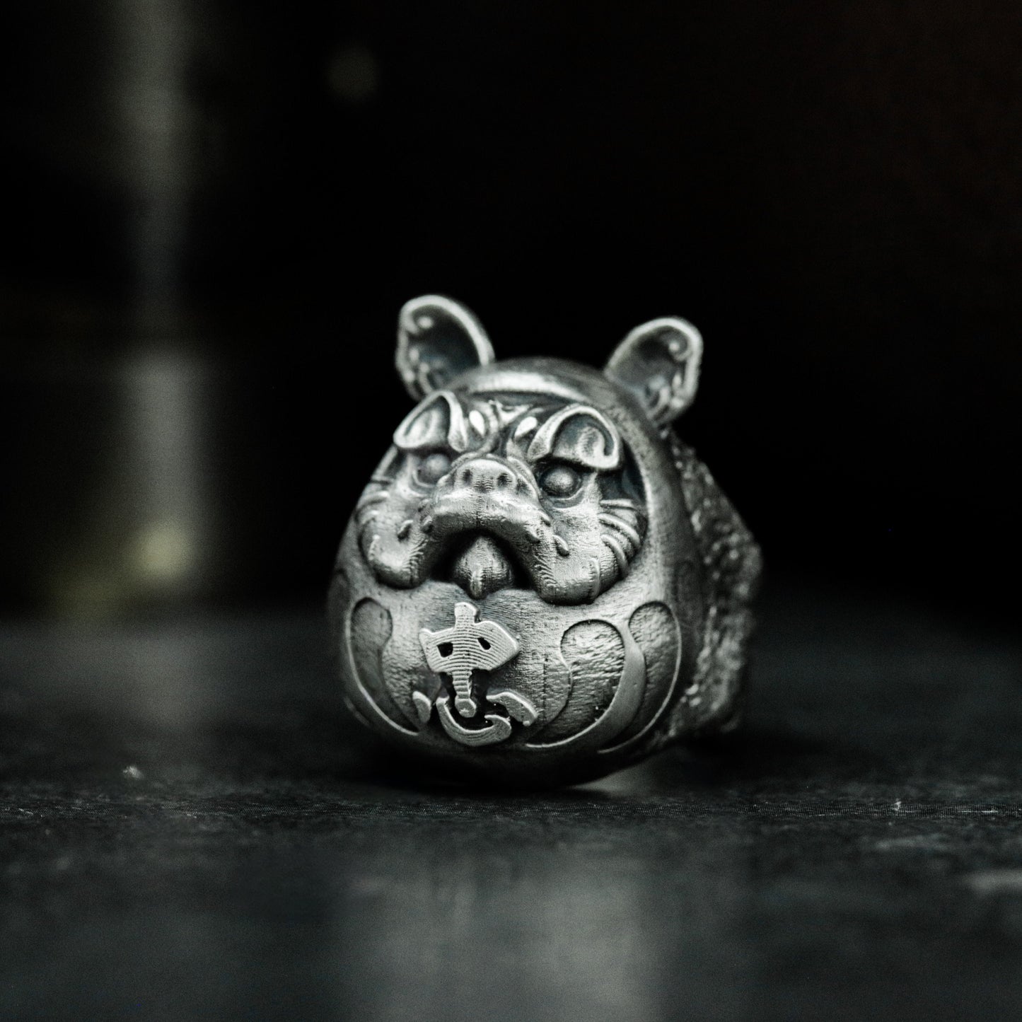 Lucky Pig Ring with Floral Patterns ¨C 925 Sterling Silver Handmade