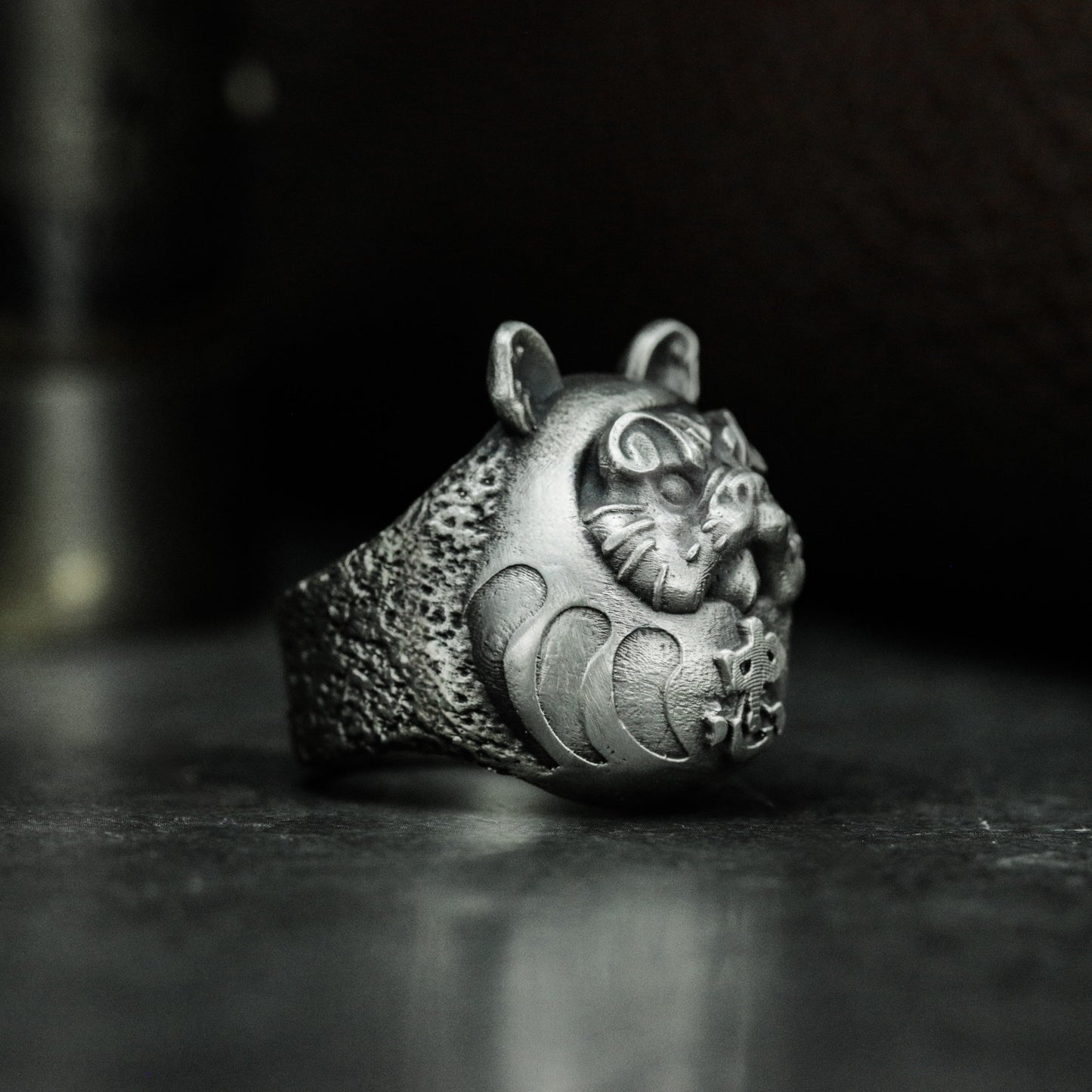 Lucky Pig Ring with Floral Patterns ¨C 925 Sterling Silver Handmade