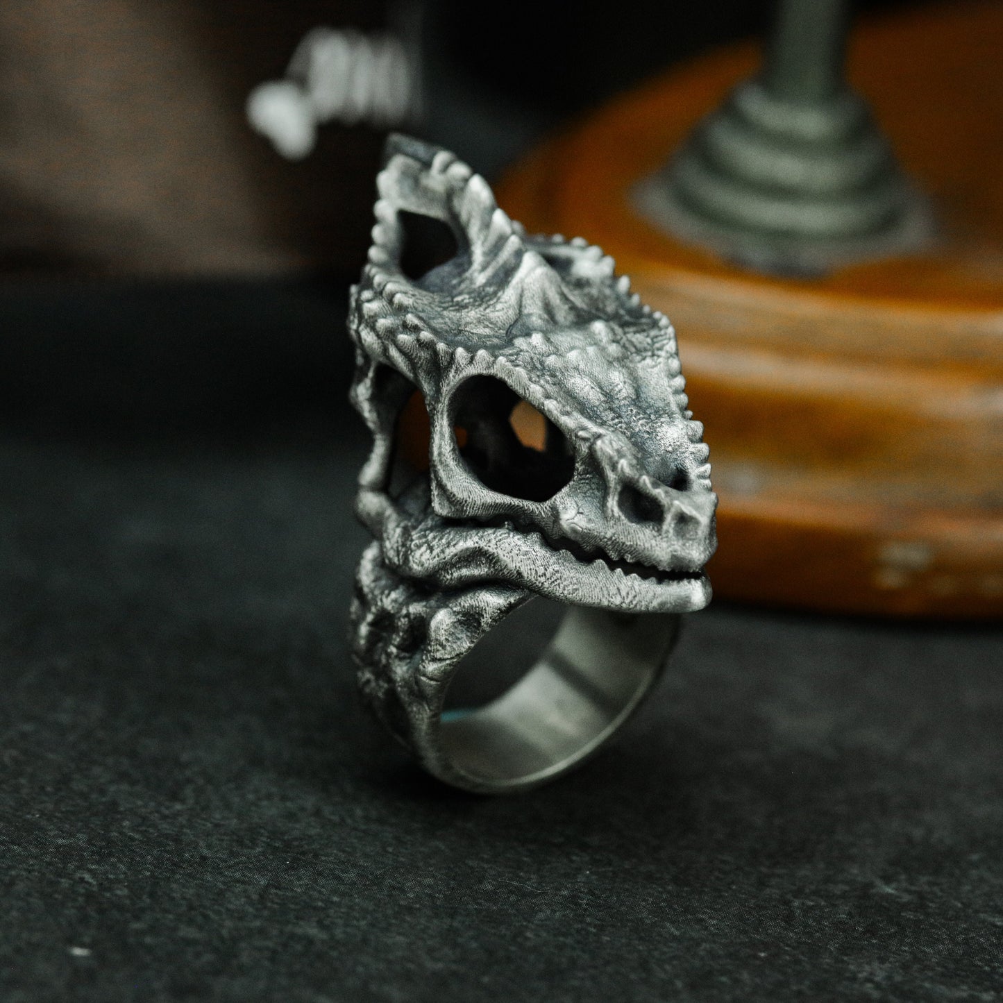 Chameleon Skull Ring ¨C 925 Sterling Silver Handmade