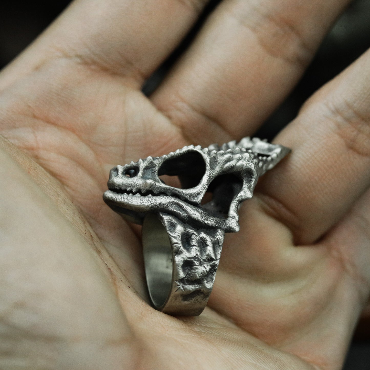 Chameleon Skull Ring ¨C 925 Sterling Silver Handmade