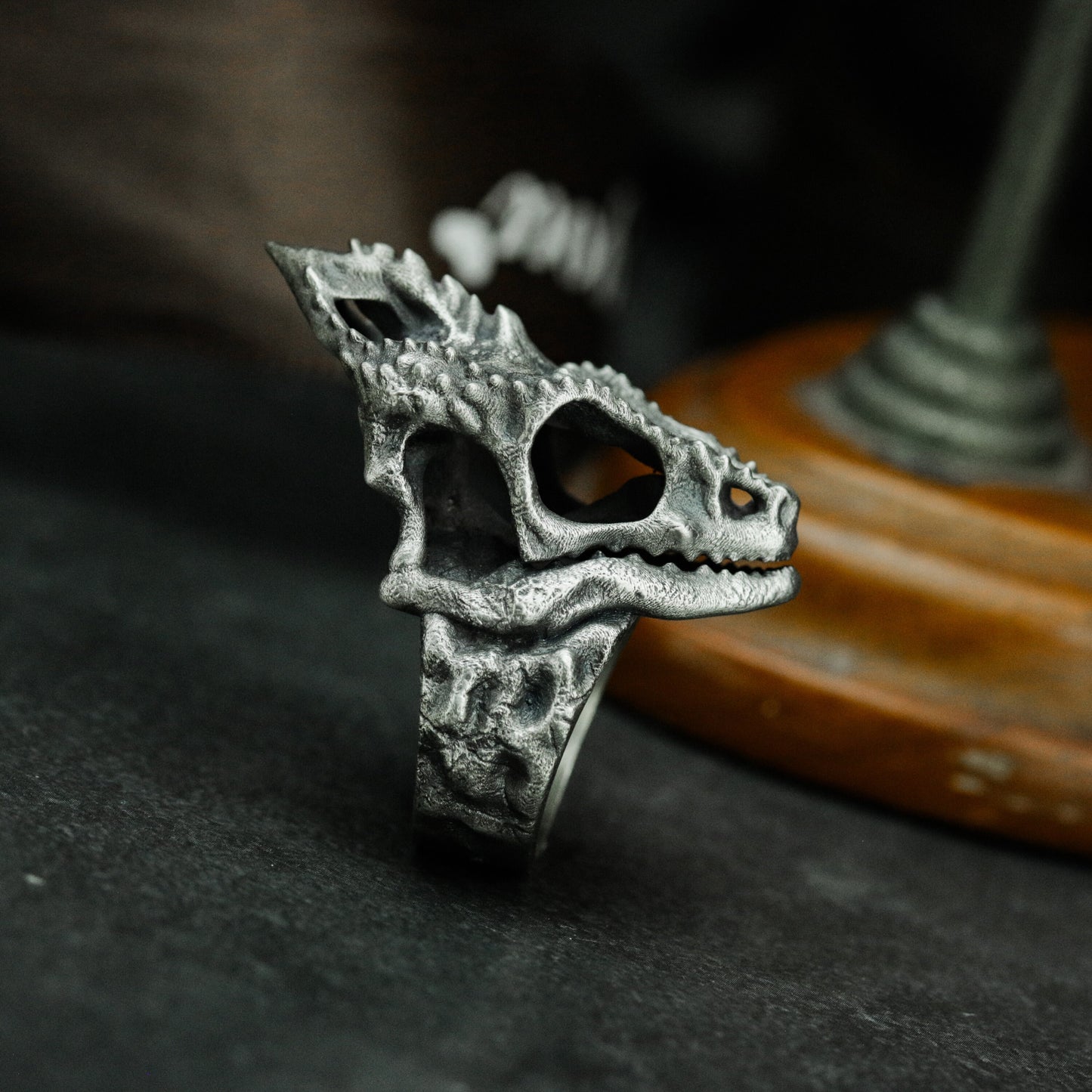 Chameleon Skull Ring ¨C 925 Sterling Silver Handmade