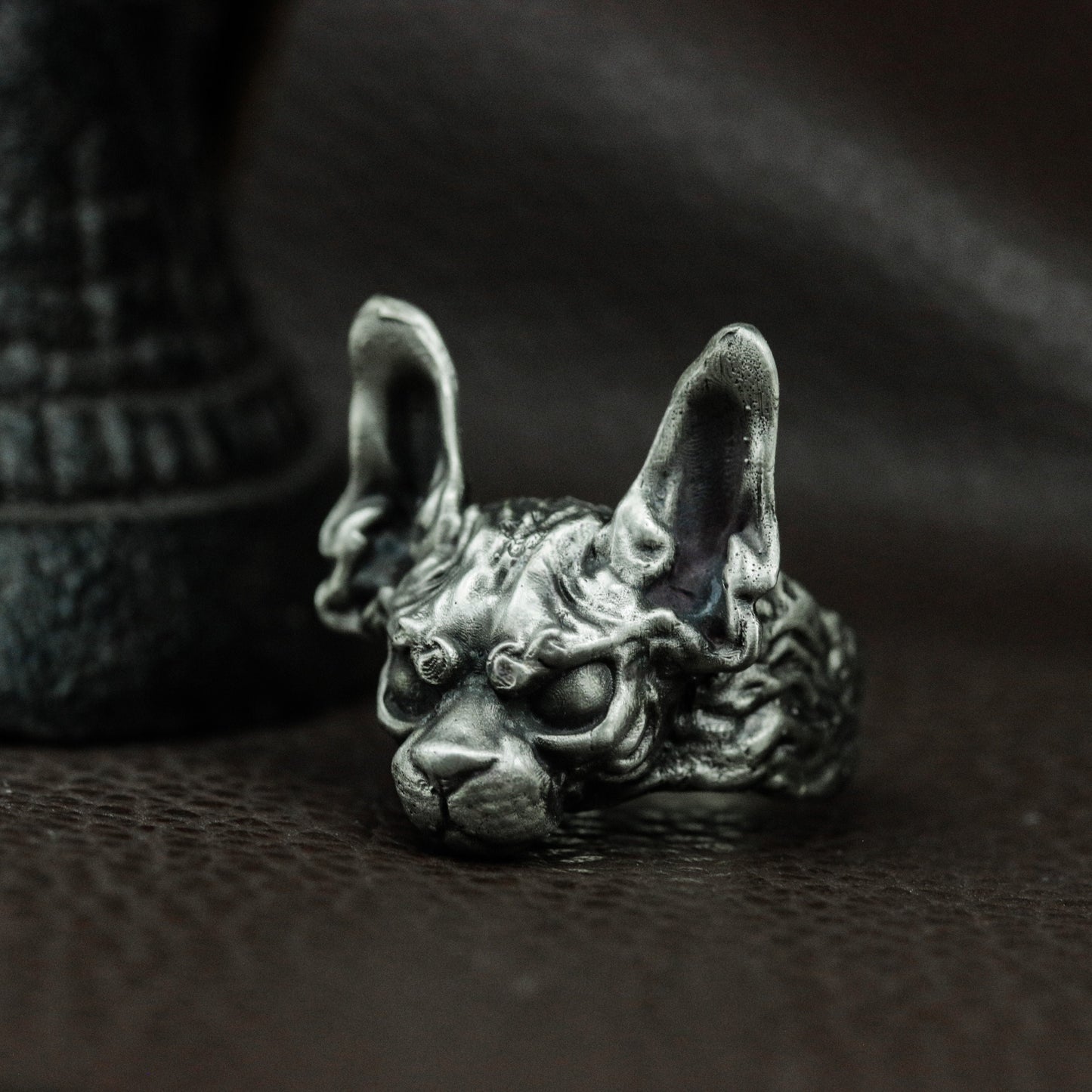Angry Cat Ring ¨C Handmade 925 Silver Fierce Feline Band