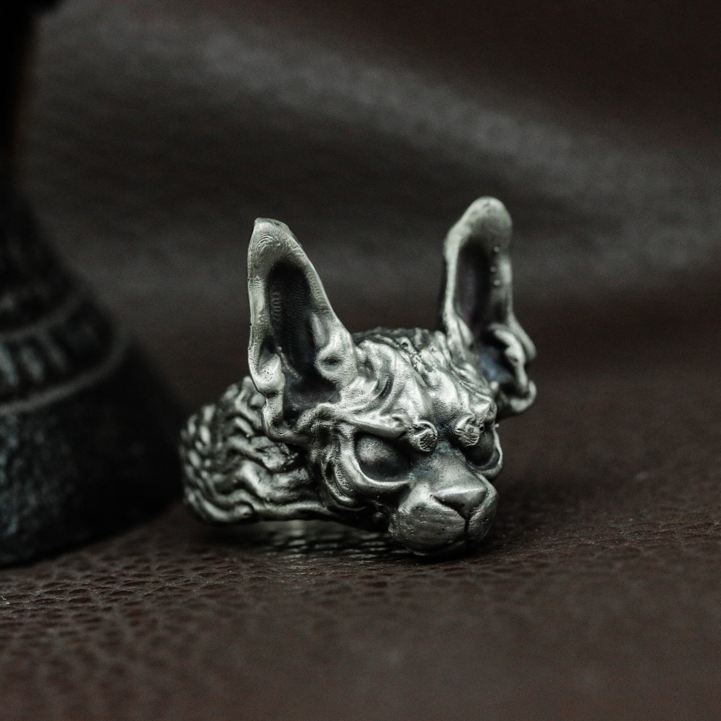 Angry Cat Ring ¨C Handmade 925 Silver Fierce Feline Band