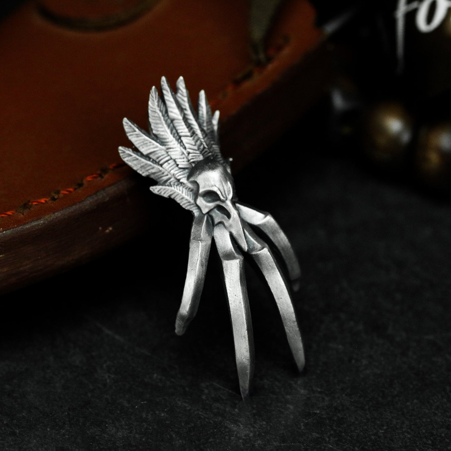 Bird Skull & Claw Pendant - 925 Silver Handmade Tribal Totem
