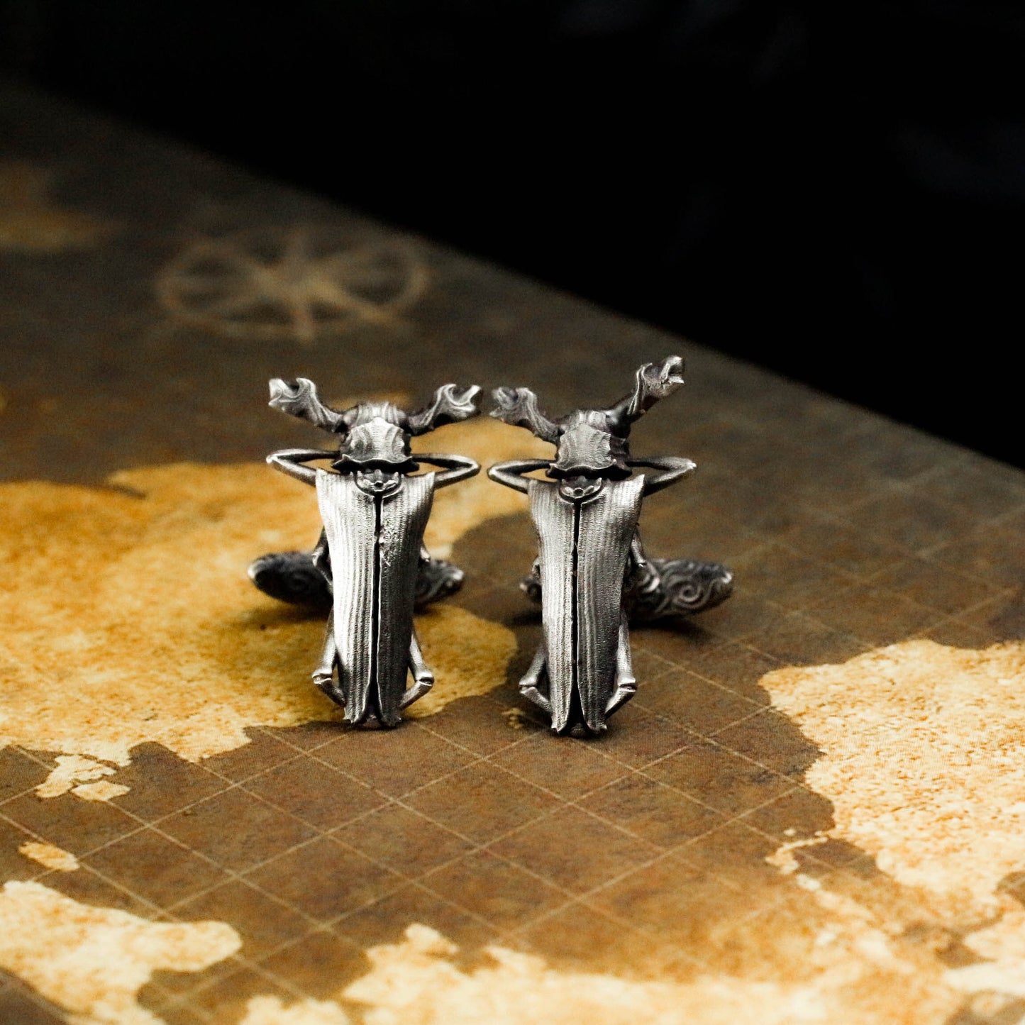 Beetle Cufflinks - Egyptian Symbol - 925 Sterling Silver Handmade