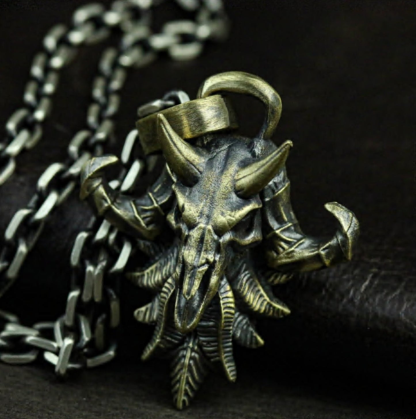 Ram Skull Pendant with Spiked Horns ¨C 925 Sterling Silver Handmade