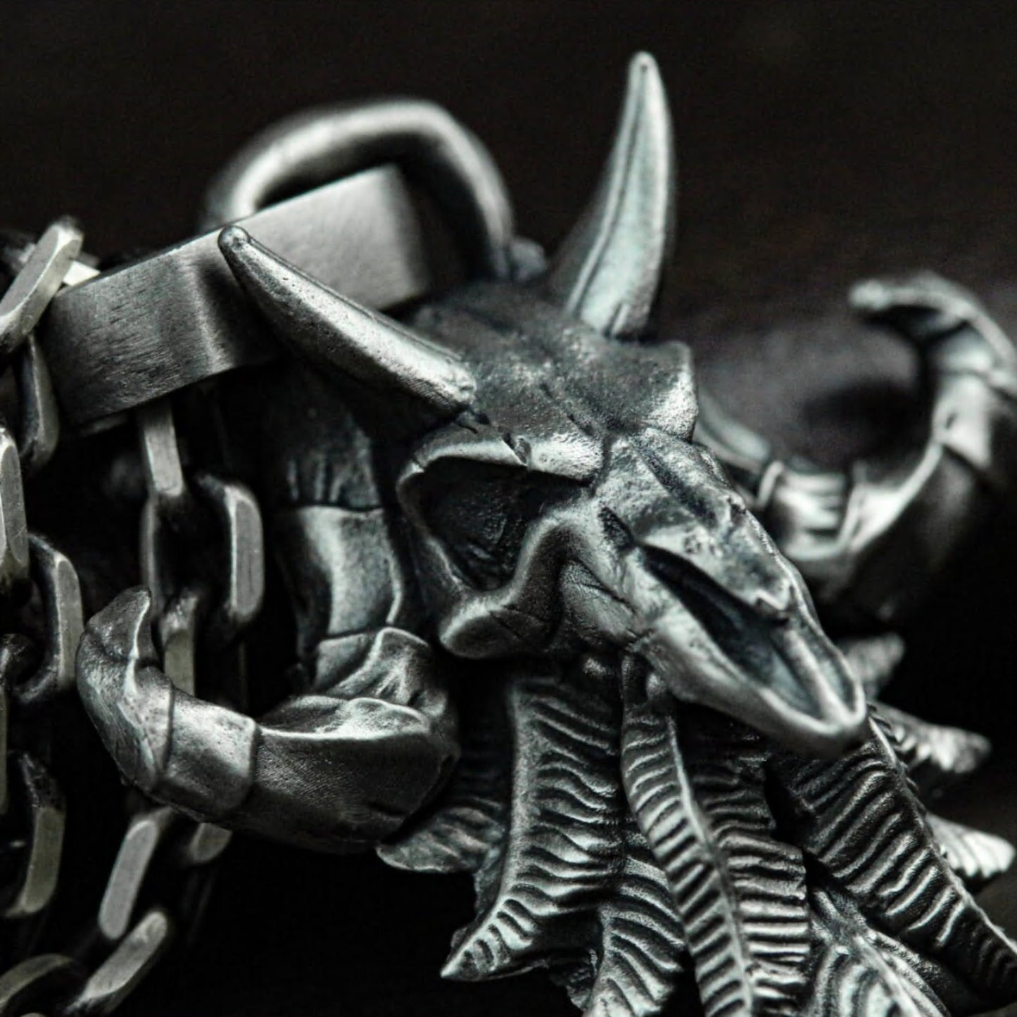 Ram Skull Pendant with Spiked Horns ¨C 925 Sterling Silver Handmade